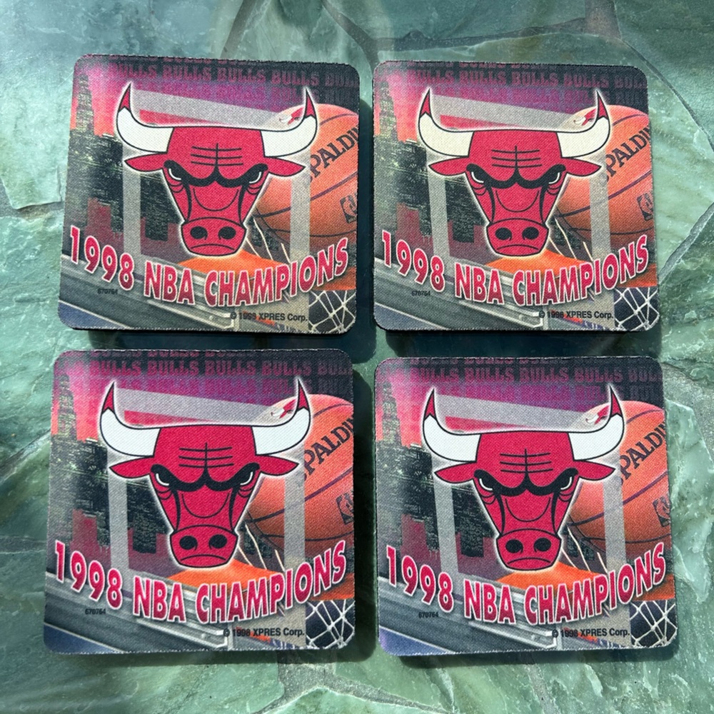 1998 NBA Champions Chicago Bulls Coaster Set